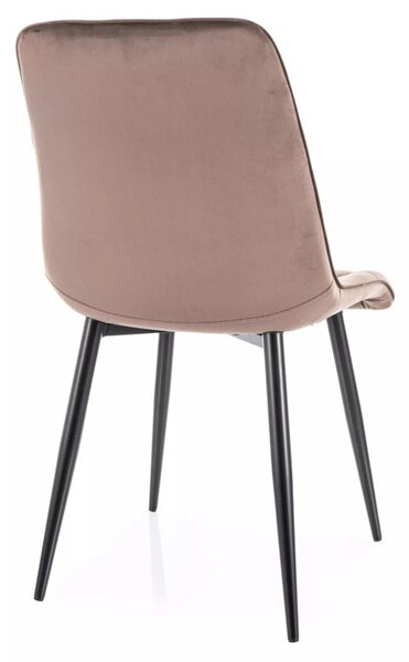 Chic Velvet Cappuccino Bársony Étkezőszék Fekete Fém Lábakkal