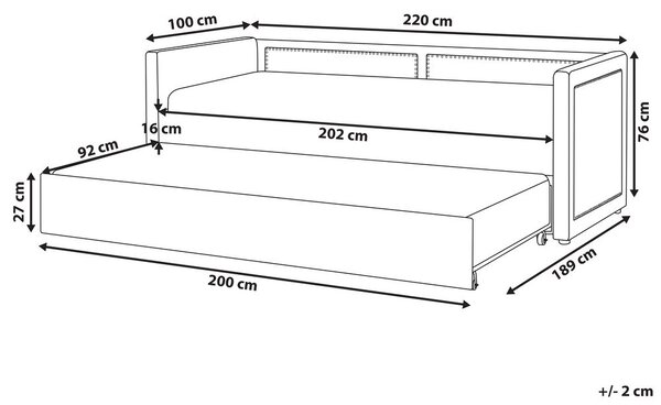 Kihúzható heverő Kordbársony MIMIZAN 90 x 200 cm Tengerészkék
