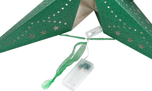 Függődísz kétdarabos szettben LED MOTTI 60 cm Csillag Smaragdzöld