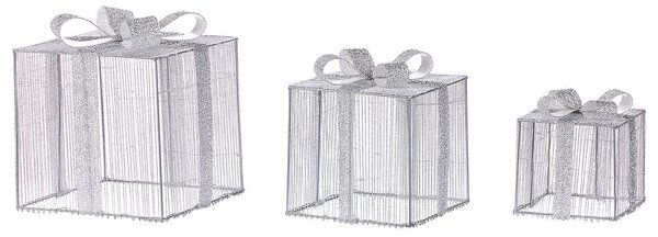 Kültéri dekoráció LED ARNES 25/20/15 cm Karácsonyi ajándékok Ezüst
