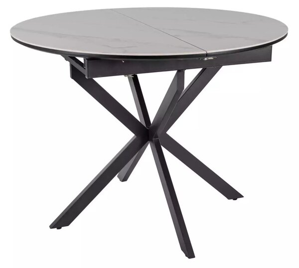 Gaston Ceramic Kihúzható Kerek Étkezőasztal Matt Fehér/Fekete