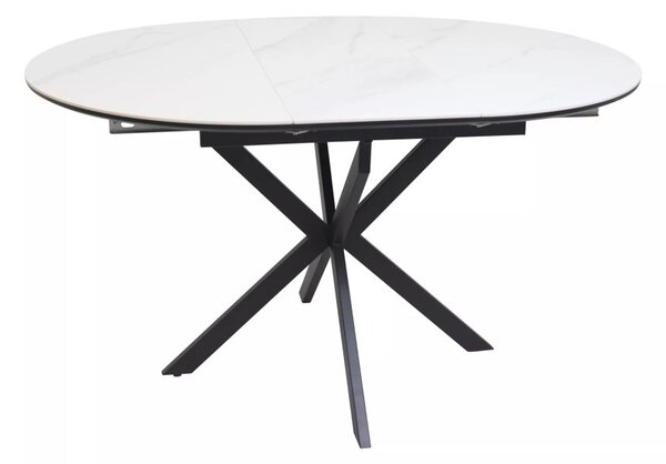 Gaston Ceramic Kihúzható Kerek Étkezőasztal Matt Fehér/Fekete