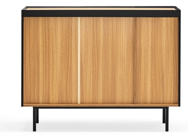 Fekete-natúr színű alacsony komód tölgyfa dekorral 110x85 cm Arista – Teulat