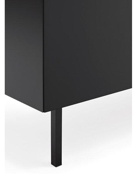 Fekete alacsony komód tölgyfa dekorral 165x78 cm Arista – Teulat