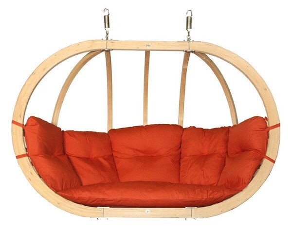 SwingPod XL - Kétszemélyes Függőfotel - Fa - Piros Párna