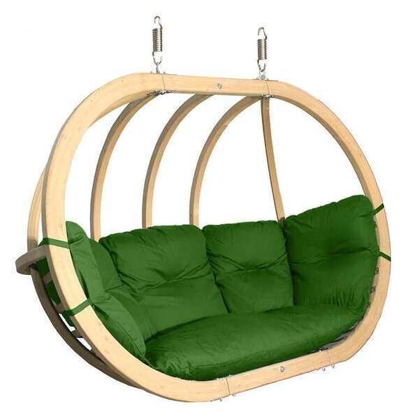 SwingPod XL - Kétszemélyes Függőfotel - Fa - Zöld Párna
