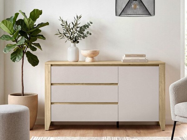 Komód Talduno 105, Laminált forgácslap, 90x161x43cm, Kasmír, Világos tölgy