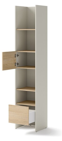Könyvespolc Concept Lenart 104, Nyitott, Fiókokkal, Ajtókkal, Laminált forgácslap, 218x40x46cm, Tölgy, Kasmír