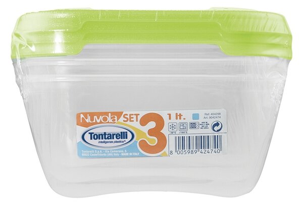 Tontarelli műanyag tárolódoboz készlet3 x 1 l, zöld