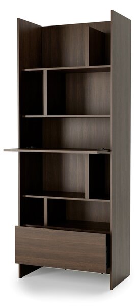 Könyvespolc Concept Lenart 103, Nyitott, Fiókokkal, Ajtókkal, Laminált forgácslap, 218x84x46cm, Sötét tölgy