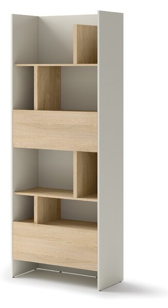 Könyvespolc Concept Lenart XII, Ajtókkal, Nyitott, Fiókokkal, Laminált forgácslap, 218x84x46cm, Kasmír, Tölgy