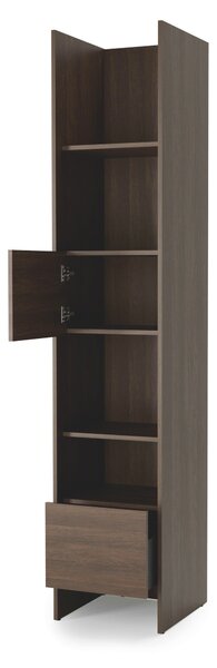 Könyvespolc Concept Lenart 104, Nyitott, Fiókokkal, Ajtókkal, Laminált forgácslap, 218x40x46cm, Sötét tölgy