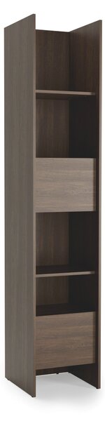 Könyvespolc Concept Lenart 104, Nyitott, Fiókokkal, Ajtókkal, Laminált forgácslap, 218x40x46cm, Sötét tölgy
