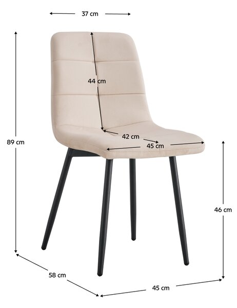 KONDELA Étkezőszék, bézs Velvet szövet/fém, DAMIA TYP 1