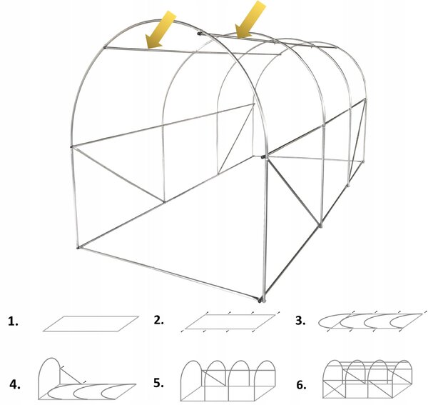 Kerti fóliasátor 6x3x2 m - Fehér