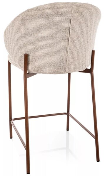 Kioto H-2 Bárszék Textil Világos Bézs Diófa Színű Fém Vázzal