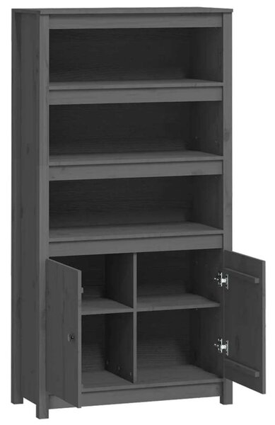 VidaXL szürke tömör fenyőfa magasszekrény 80 x 35 x 154 cm