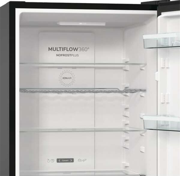 Gorenje NRK619EABXL4 Alulfagyasztós hűtőszekrény, 300 l, 185 cm, No-Frost, E energiaosztály, Fekete (NRK619EABXL4)