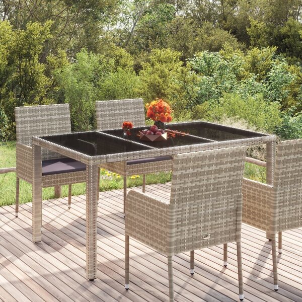 VidaXL Kerti Asztal - Polyrattan - Üveglap - 150x90 cm