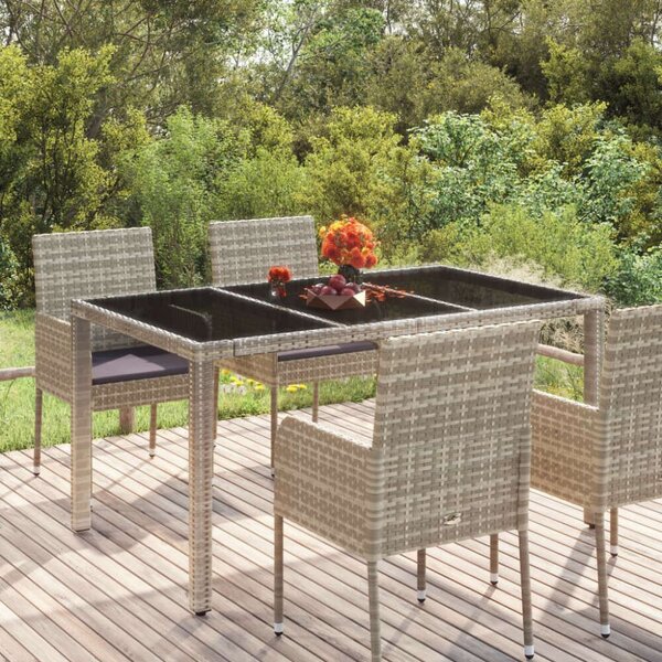 VidaXL Kerti Asztal - Polyrattan - Üveglap - 150x90 cm