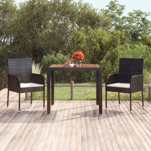 VidaXL Kertasztal - Polyrattan - Akácfa - 90x90 cm