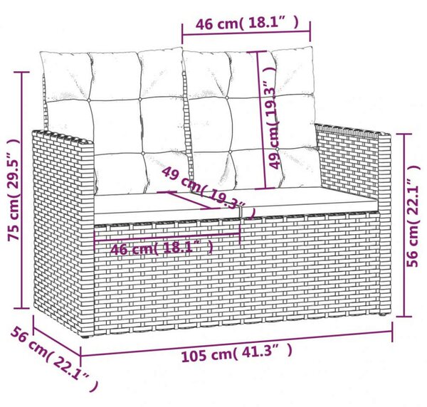 VidaXL Polyrattan Kerti Pad - 105 cm
