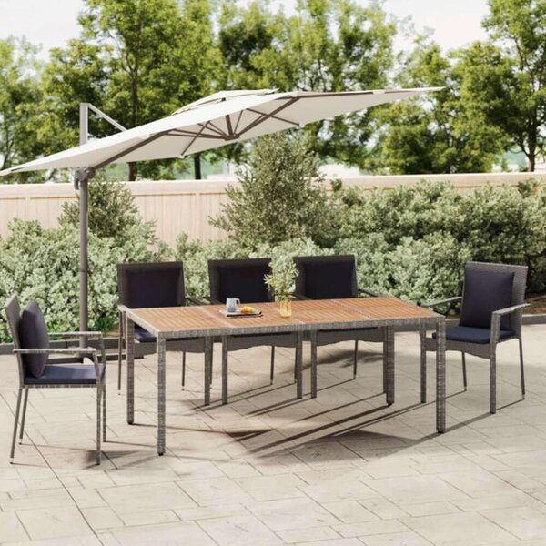 VidaXL Kerti Asztal - 190x90cm - Szürke Polyrattan