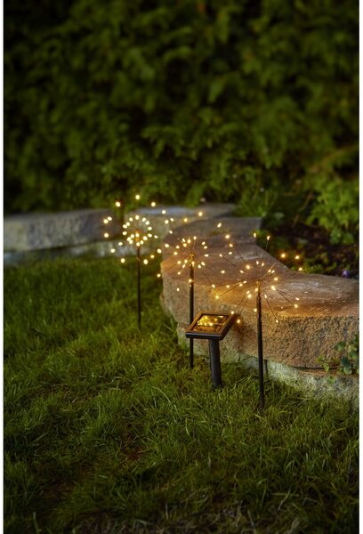 Napelemes LED talajba szúrható kültéri lámpa szett 3 db-os (magasság 40 cm) Firework – Star Trading