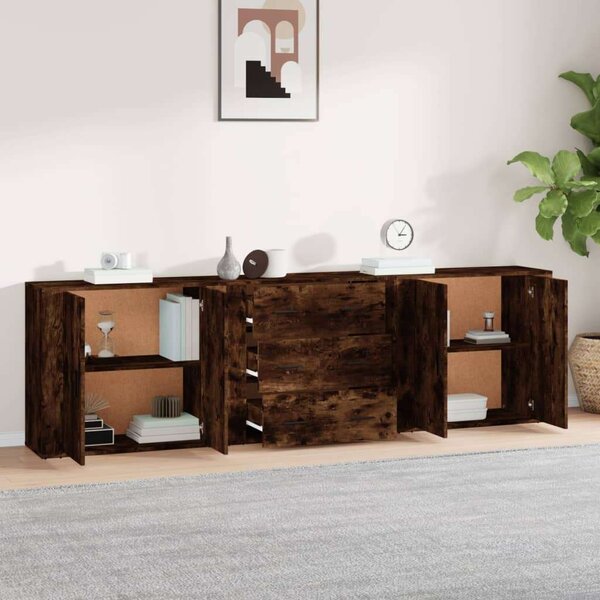 VidaXL Füstös Tölgy Tálalószekrény - 3 db - 80x33x70 cm