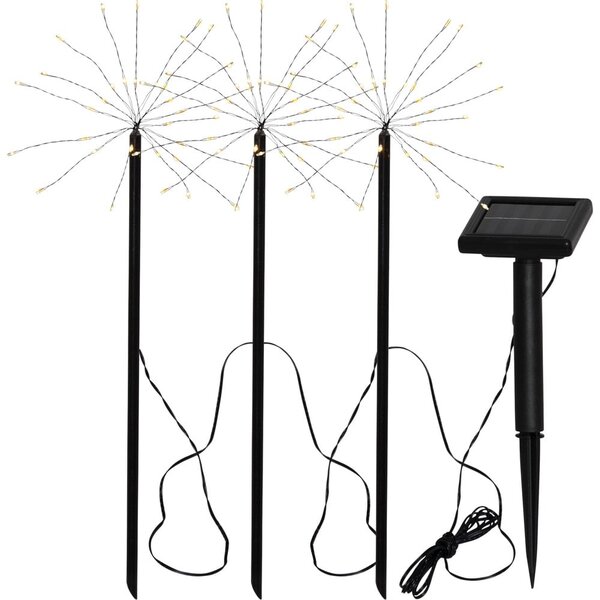 Napelemes LED talajba szúrható kültéri lámpa szett 3 db-os (magasság 40 cm) Firework – Star Trading