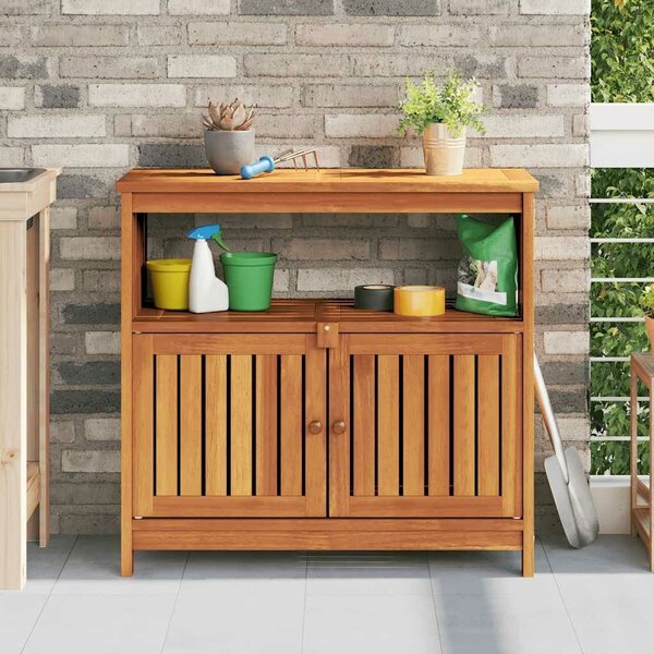 VidaXL tömör akácfa kerti tálalóasztal 80 x 35 x 75 cm