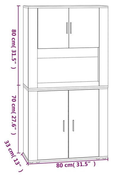 VidaXL Fa Szekrény - Beton Szürke - 160x33x70cm