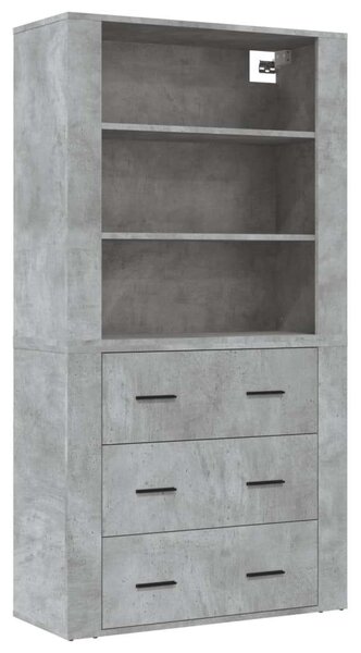 VidaXL Magas Szekrény - Betonszürke - 3 Fiók - 80x33x150cm