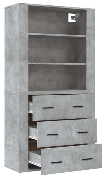 VidaXL Magas Szekrény - Betonszürke - 3 Fiók - 80x33x150cm