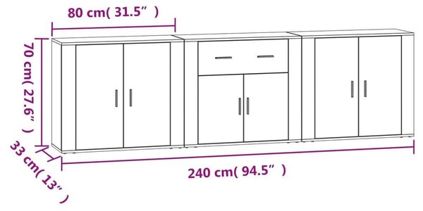 VidaXL Tárolószekrény Szett - Betonszürke - 3 db