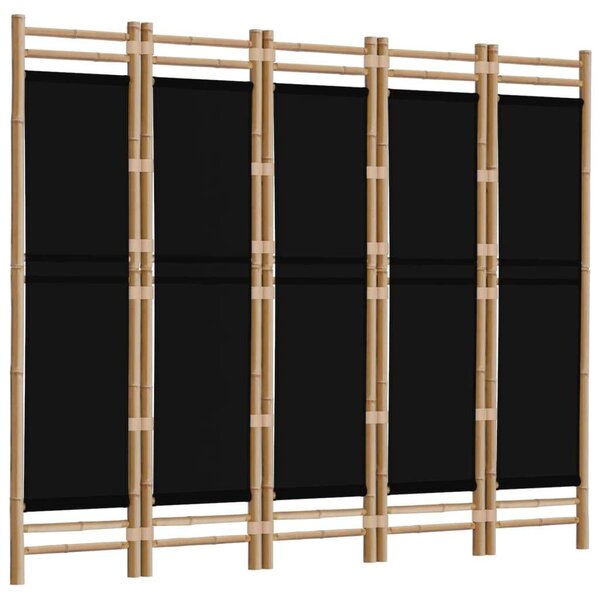 VidaXL Bambusz Térelválasztó - 5 Panel - Fekete - 200cm