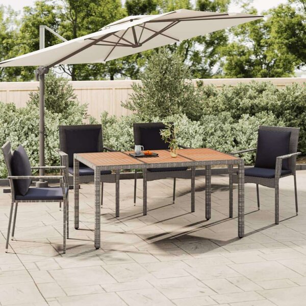 VidaXL Kerti Asztal - Szürke Polyrattan - 150x90 cm