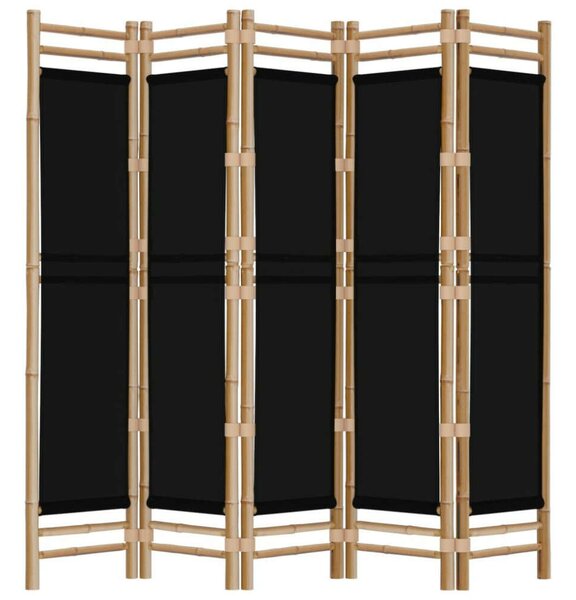 VidaXL Bambusz Térelválasztó - 5 Panel - Fekete - 200cm