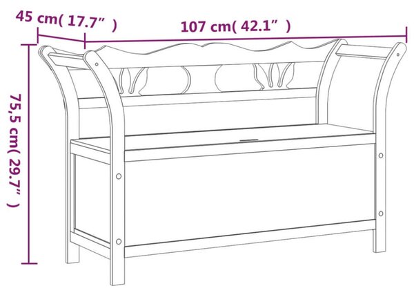 VidaXL Fenyőfa Tárolós Pad - 107x45x75,5 cm