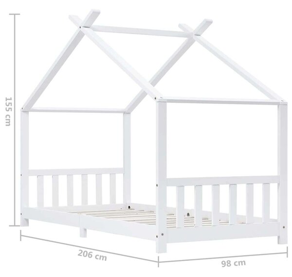 VidaXL fehér tömör fenyőfa gyerekágy-keret 90 x 200 cm