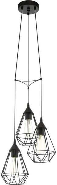 Eglo Tarbes függesztett lámpa, 31 cm, fekete, 3xE27 foglalattal