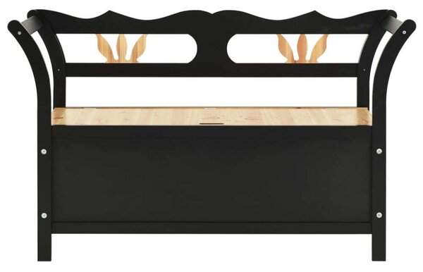 VidaXL Fenyőfa Pad Tárolóval - Fekete - 107x45x75,5 cm
