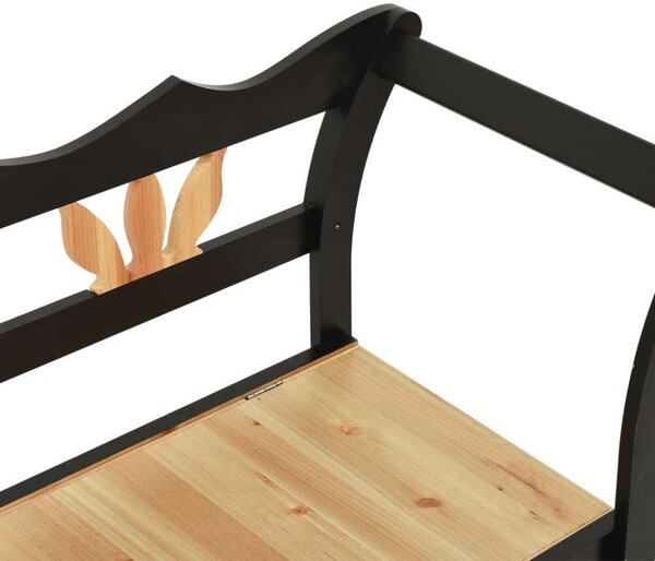 VidaXL Fenyőfa Pad Tárolóval - Fekete - 107x45x75,5 cm