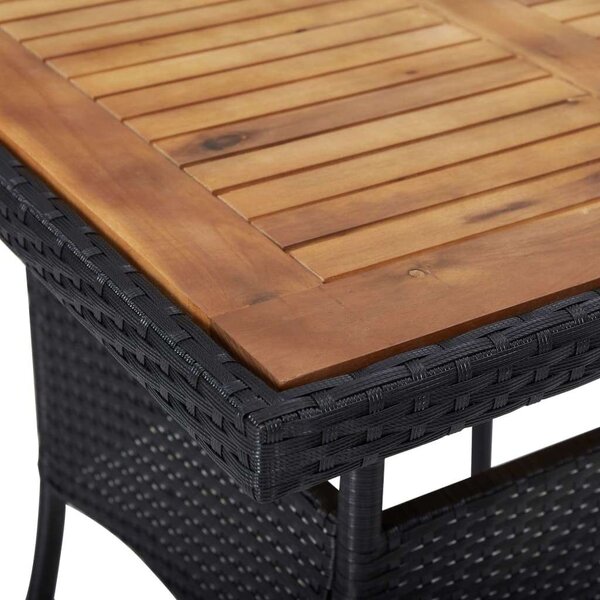 Polyrattan Kültéri Étkezőasztal - Akácfa - 80x80 cm