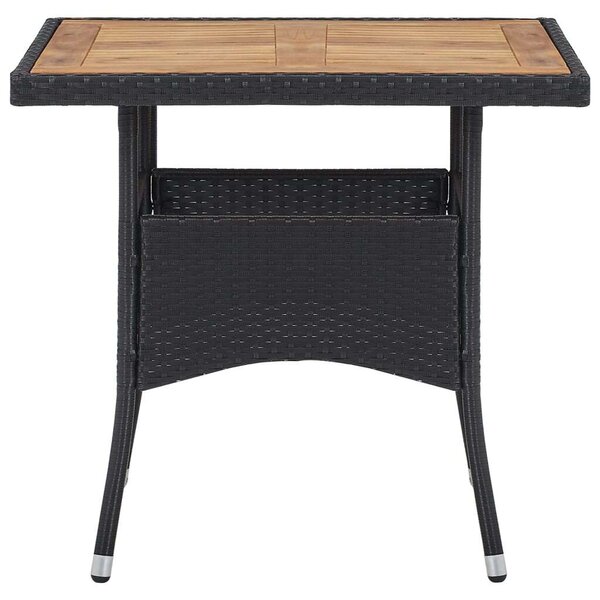 Polyrattan Kültéri Étkezőasztal - Akácfa - 80x80 cm
