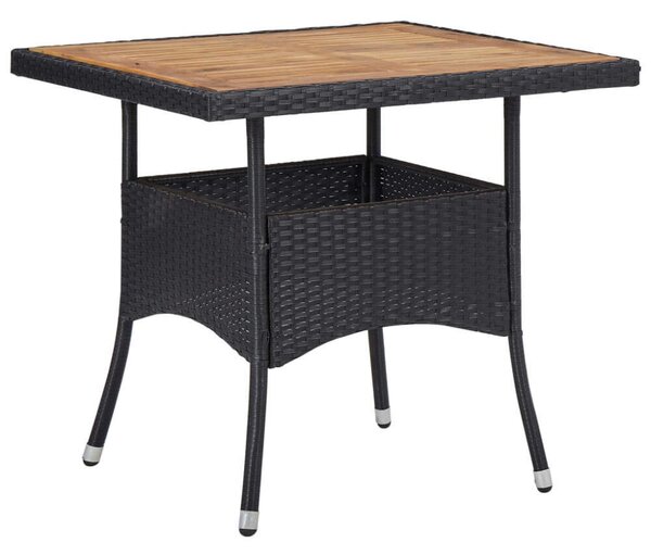 Polyrattan Kültéri Étkezőasztal - Akácfa - 80x80 cm