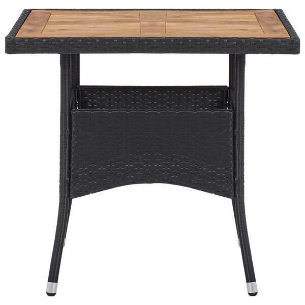 Polyrattan Kültéri Étkezőasztal - Akácfa - 80x80 cm