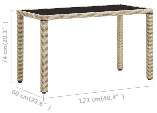 Bézs polyrattan kerti asztal 123 x 60 x 74 cm