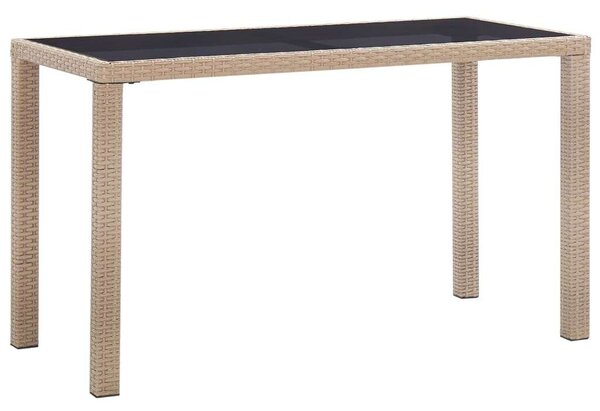 Bézs polyrattan kerti asztal 123 x 60 x 74 cm