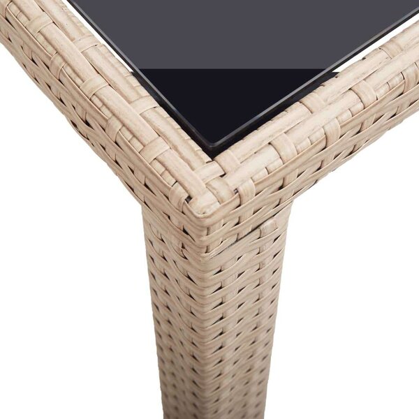 Bézs polyrattan kerti asztal 123 x 60 x 74 cm